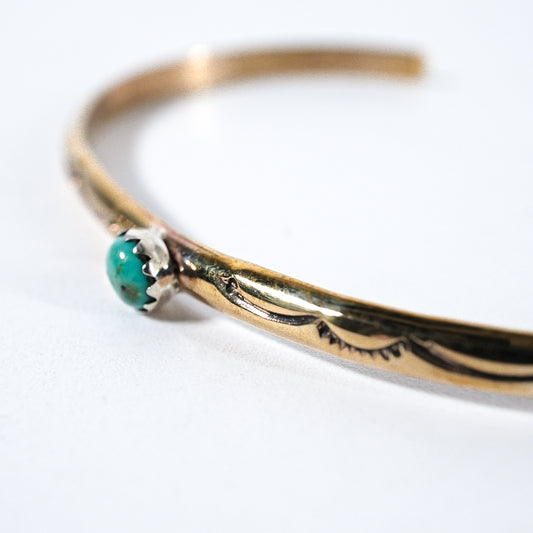 Turquoise Bangle Sleeping Beauty Navajo Brass