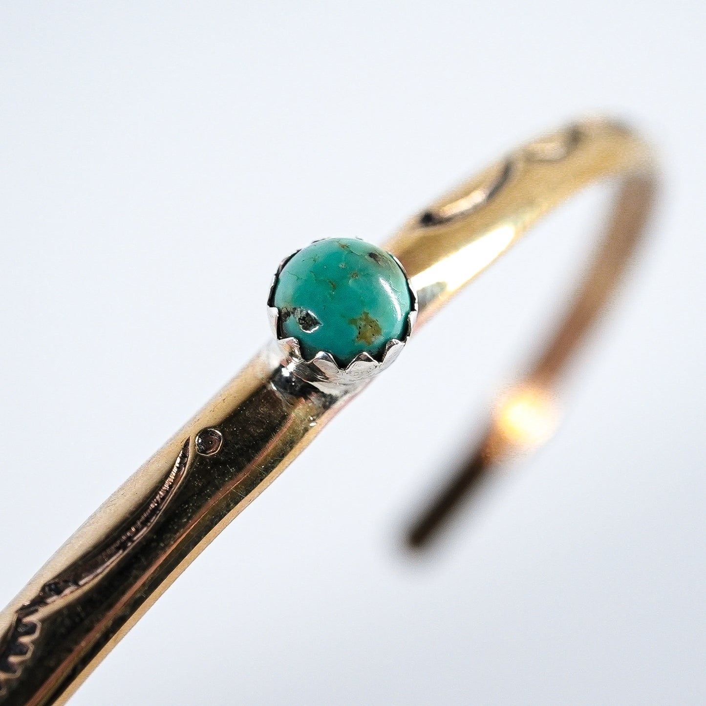 Turquoise Bangle Sleeping Beauty Navajo Brass