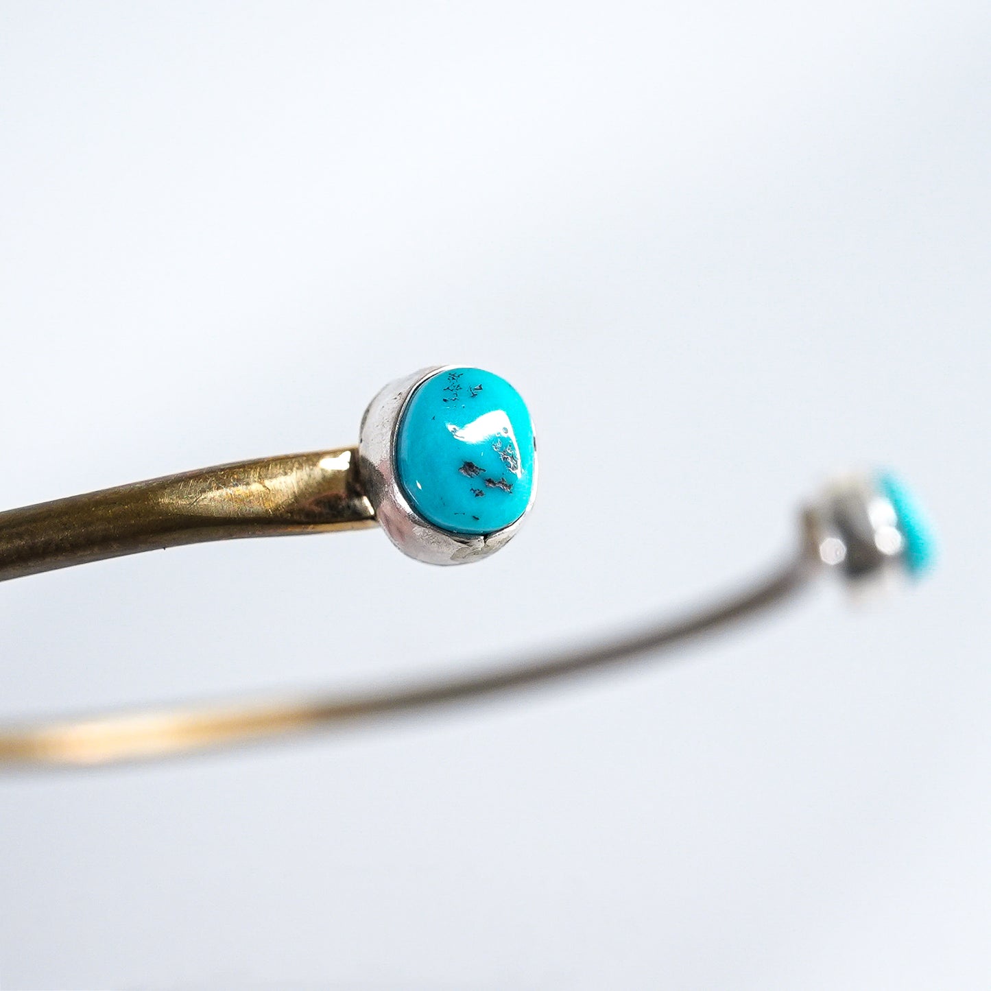 Turquoise Bangle Sleeping Beauty Navajo Brass