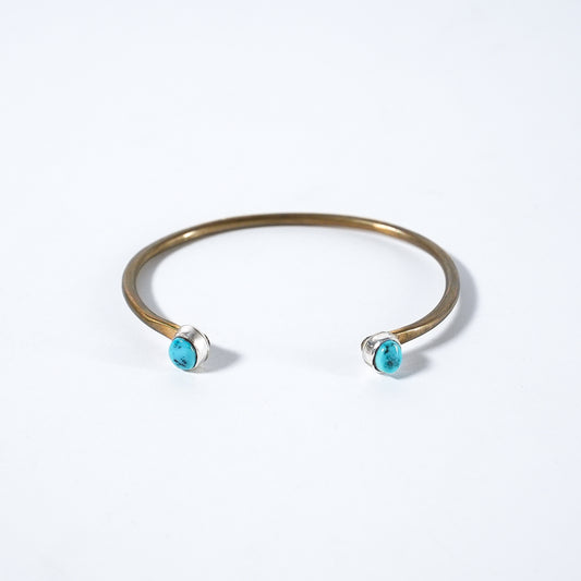 Turquoise Bangle Sleeping Beauty Navajo Brass