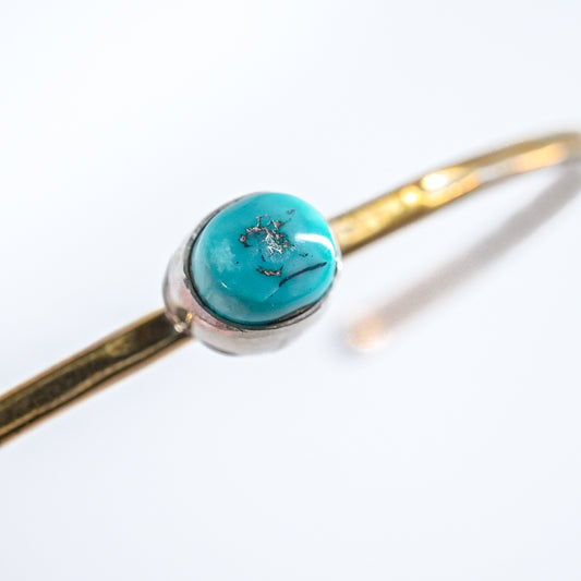 Turquoise Bangle Sleeping Beauty Navajo Brass