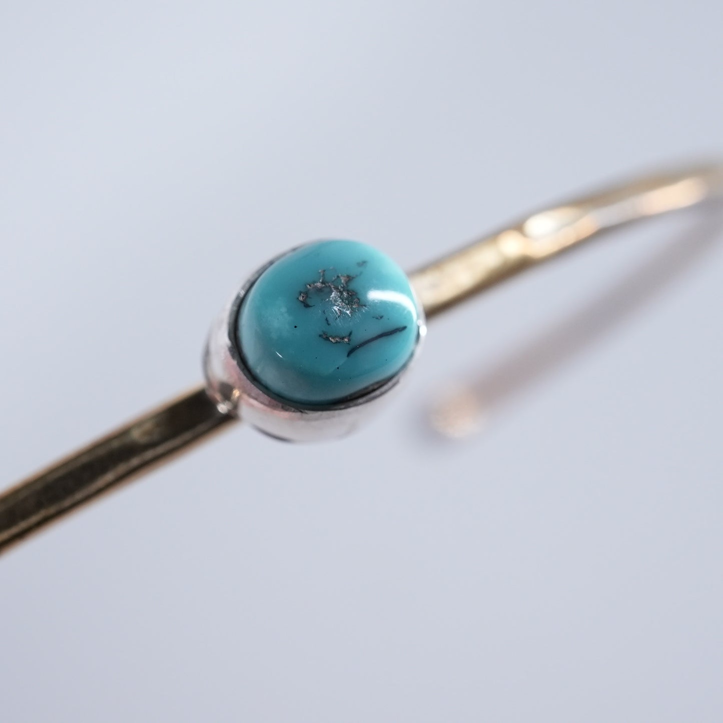 Turquoise Bangle Sleeping Beauty Navajo Brass