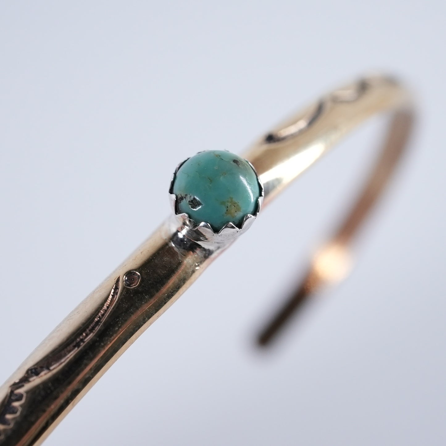 Turquoise Bangle Sleeping Beauty Navajo Brass