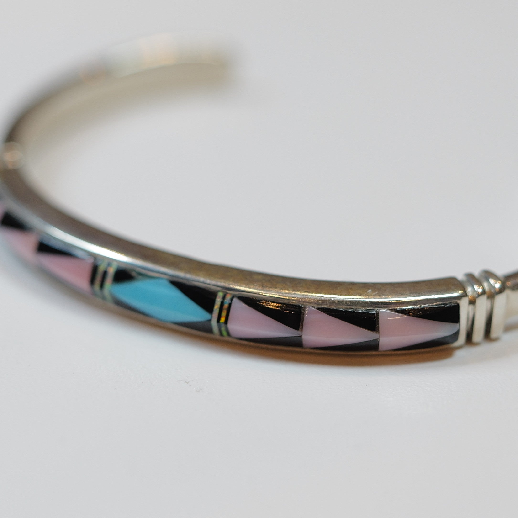 Turquoise Bangle ズニ族 ターコイズ×コンクシェル 内径12cm シルバー