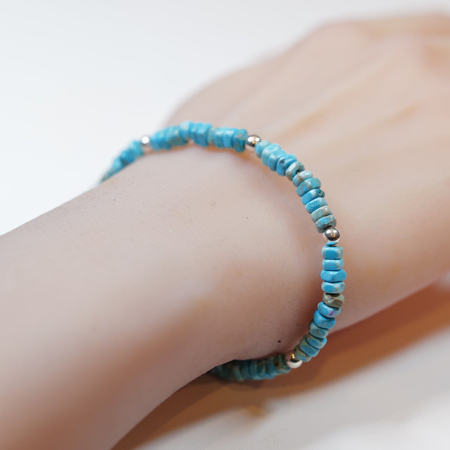 Turquoise Bracelet ターコイズ×シルバー ブレスレット  内径18cm シルバー