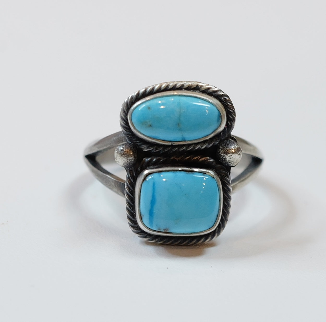 Candelaria Turquoise キャンデラリア鉱山 ダブルストーン リング 18号