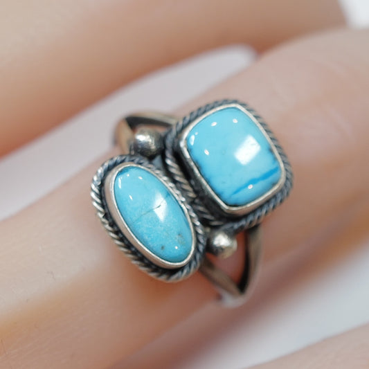 Candelaria Turquoise キャンデラリア鉱山 ダブルストーン リング 18号