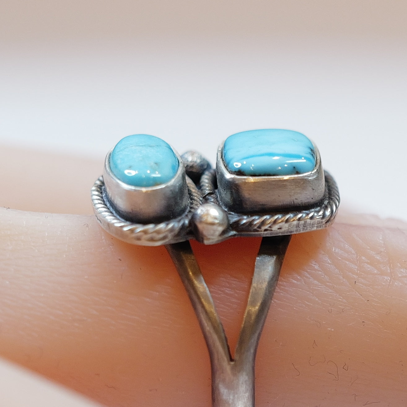 Candelaria Turquoise キャンデラリア鉱山 ダブルストーン リング 18号